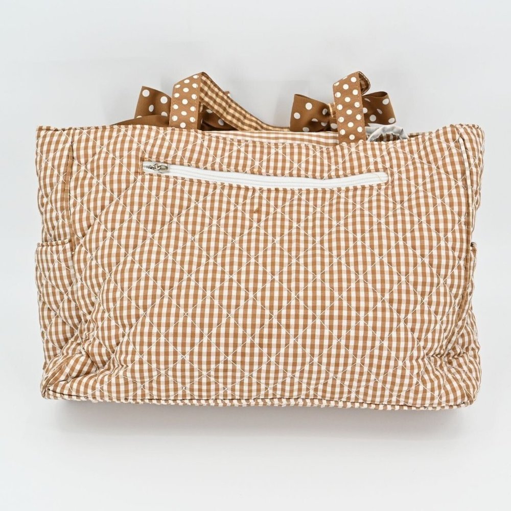 VTG 90s Y2k Deadstock Gingham Polka Dot Quilted Diaper Bag Changing Pad Set - Picture 3 of 9